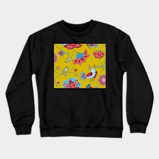 Exotic chintz with bird - mustard yellow / multicolour Crewneck Sweatshirt